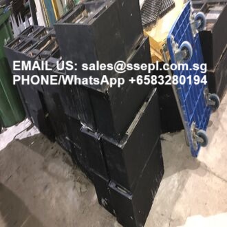 Contact information shown over an image of stacked black equipment next to a blue cart: Email sales@ssepl.com.sg; Phone/WhatsApp +65 8328 0194.