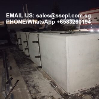 Rooftop scene at night with large white utility boxes; white text overlay shows Email: sales@ssepl.com.sg and WhatsApp number for inquiries.
